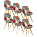 Woltu - 6 x chaises de salle � manger, chaises scandinaves pieds en bois style nordique patchwork
