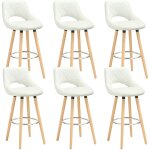 Woltu lot de 6 tabouret de bar, en cuir synth�tique et bois massif avec dossier et repose - pieds, 43x43x91cm, ...
