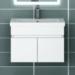 60cm meuble avec vasque simple blanc avec 2 portes