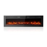 60inch / 153cm chemin�e �lectrique silencieuse ultra - mince , 12 couleurs de flammes respirantes r�glables, ...