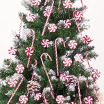 60pcs canne de bonbons plastique de no�l, rouge et blanc suspendus candy cane de no�l decoration de noel ...