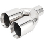 63x89mm voiture double embout d'�chappement en acier inoxydable argent soudure sur tuyau d'�chappement ...