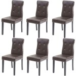 Hhg - 6x chaise de salle � manger 984, fauteuil, similicuir marron, pieds fonc�s