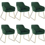 Lot de 6 chaises de salle  manger woltu, assise en velours, pieds en mtal, chaise de la runion, vert ...