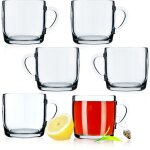 6x verres � th� � caf� 310ml ensemble de verres tasse avec poign�e - kadax