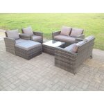 7 places ensemble de canaps en rotin  haut dossier meubles d'extrieur ave table basse carre grand ...