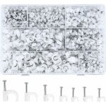 700 pices attache - cble ronde avec clou en acier, clips cble ronds, cavalier cable electrique blanc, ...