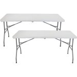 7h seven house - lot 2 tables pliantes 150cm rectangulaire, blanc traiteur 7house