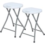 7h seven house - lot 2 tabourets pliants en r�sine et acier 31x45cm blanc 7house
