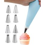 8 douilles patisserie et 1 poches � douille en silicone r�utilisable, diy patisserie accessoire kit profession ...