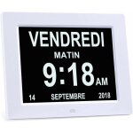 Ikodm - 8' lcd horloge numrique calendrier avec date, jour et heure horloge alzheimer pour les seniors, ...