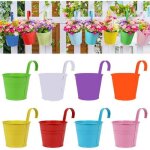 8 pots de fleurs suspendus en m�tal - pour jardin, suspension, sans trou de drainage - color�s