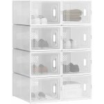 Woltu - 8 x boîtes à chaussures, boîtes de rangement transparente en plastique, pliables et empilables ... Woltu - 8 x boîtes à chaussures, boîtes de rangement transparente en plastique, pliables et empilables ...