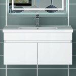 80cm meuble avec vasque simple blanc avec 2 portes