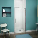 80x195cm cabine de douche � charni�re porte de douche pivotante + un receveur de douche 90x80cm