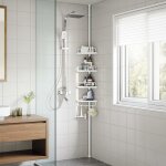 85 - 305 cm, tagre douche sans perage  4 niveaux, rangement salle de bain tlescopique, pour gel ...