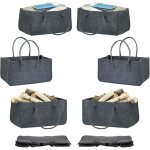 8x paniers � b�ches, feutre, 2 poign�es, pliable, porte - revues, hxlxp : 25x25x50 cm, cabas bois de ...