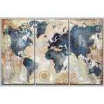 90x60 cm impression sur toile intissee carte du monde tableau 3parties tableaux decoration murale photo ...