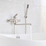 Aafgvc - robinet de baignoire avec douchette mitigeur de douche  main ronde monocommande mural en acier ...