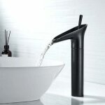 Aafgvc - robinet salle bain noir, robinet cascade mitigeur lavabo noir rtro  levier unique robinet ...