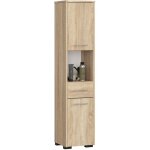 Abamihome - colonne salle de bains akord fin ch�ne sonoma 30 cm 2 portes 1 tiroir fa�ade ch�ne sonoma ...