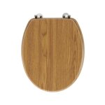 Abattant wc effet bois 37. 5 x 46 cm ? charni�res m�talliques ? fixations r�glables pour cuvette standard ...