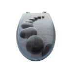 Abattant wc mdf chemin de galets gris - charnires inox msv