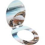 Abattant wc sige de toilette mdf couvercle  fermeture en douceur coquille 84889