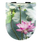 Olfa - abattant wood slim avec descente assist�e aux nympheas vert 47. 5x36. 5 cm