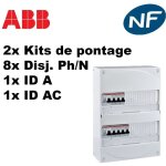Abb - coffret �lectrique pr� - �quip� avec disjoncteurs phase neutre 3ka - equipement - tableau 2 rang�es ...