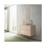 Abitare - meuble de salle de bain suspendu 80 cm en bois naturel avec vasque - olympus - 80 cm standard ...