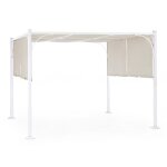 Abitare - tonnelle 3x3 m avec structure en acier blanc mat et toile tourterelle - cedro