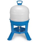 Abreuvoir poule en plastique � siphon avec pieds 30l bleu et blanc - gaun