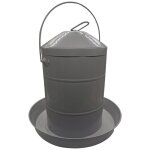 Abreuvoir volailles en acier galvanis gris avec anse 12l - gaun
