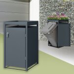 Ml - design - abri pour 1 poubelle 240l, 68x80x124cm, en acier, anthracite, avec porte  poignes et ...
