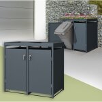 Ml - design abri pour 2 poubelles 240l, 132x80x124cm, en acier, anthracite, avec porte  poignes et ...