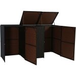 Hhg - abri pour 3 poubelles 261, cache - poubelle poly rotin 3x120l, brun