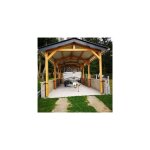 Abri deux pentes, 450cmx1150cm, bois douglas franais, carport, auvent, abri camping - car