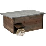 Abri  hrissons, avec sol, trappe & entre en labyrinthe, bois, niche, hxlxp : 20 x 45, 5 x 33 cm, marron ...