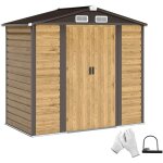 Abri de jardin 2, 36 m� - cabane de rangement ext�rieur en acier galvanis� gris ch�ne, 213x120x194 cm ...
