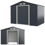 Abri de jardin en acier galvanis 5. 29? avec portes coulissantes et fentres, cabanon de jardin pour ...