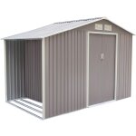 Concept - usine - abri de jardin avec abri bches 6, 53 m en acier gris ventoux