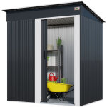 Abri de jardin acier zingu 164x84x182cm porte coulissante cabane outils cadenas