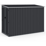 Abri de jardin adoss� 3 m� gris en acier galvanis� avec base double porte lat�rale