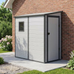 Abri jardin adoss� r�sine 2. 09m2 porte verrouillable j�bu gris