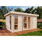 Carlsson - abri de jardin aldo - 28 c naturel , 28 mm paisseur paroi 496 x 368 cm
