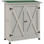 Outsunny - abri de jardin armoire de jardin sur pied dim. 110l x 55l x 117h cm 2 �tag�res 2 portes toit ...