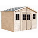 Abri de jardin en bois exterieur avec plancher imprgn - chalet en pin / pica - h246x418x320 cm / ...
