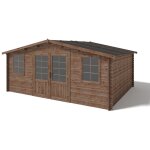 Abri de jardin en bois - 20m2 - 5x4m - trait - ep. 28mm - couleur: marron