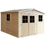 Abri de jardin en bois naturel - stockage extrieur avec fentres - h226x316x324 cm / 9 m hangar en ...